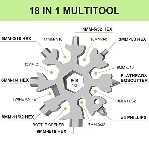 Stocking Stuffers for Men, Snowflake Multitool 2PCS 18 in 1 Silver+black
