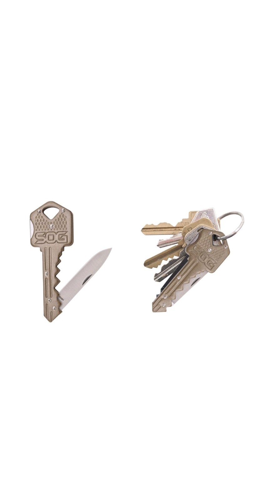 SOG Key Shaped Folding Lock Blade Knife For Pocket or Keychain Stainless Steel