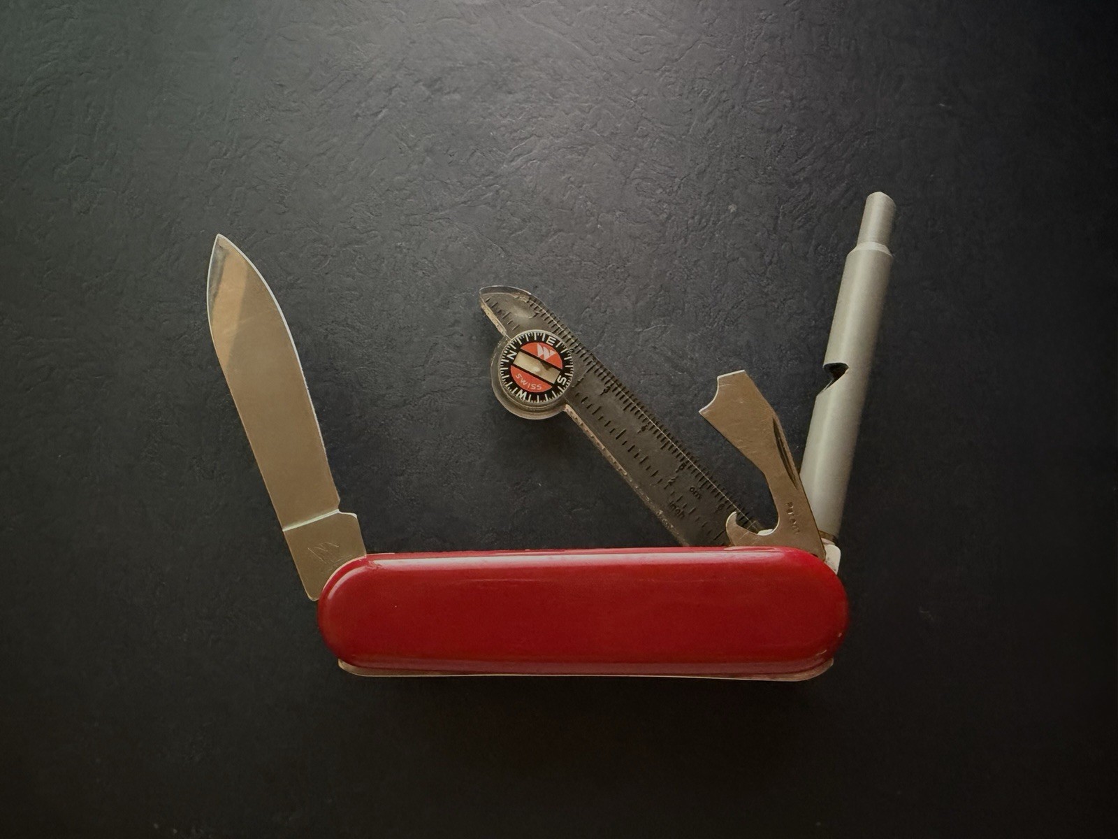 Eddie Bauer Red Multi-Tool Knife Stainless Steel Whistle Compass Ruler