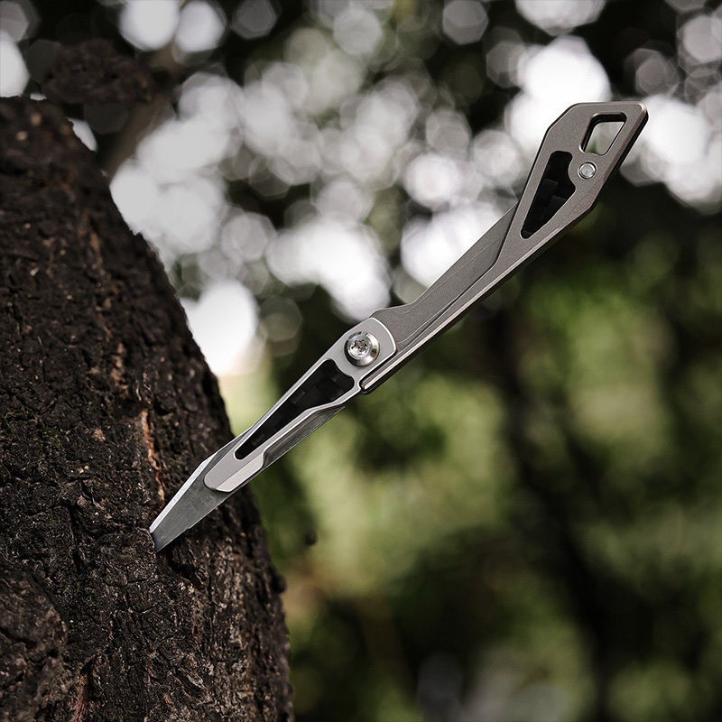 Titanium Mini Folding Utility Knife EDC Box Cutter with Spare Blades