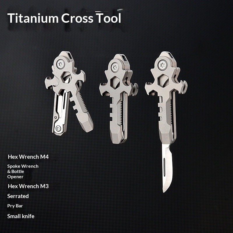 Titanium alloy EDC 7in1 Mechanical Cross Multi-functional Survival Tools