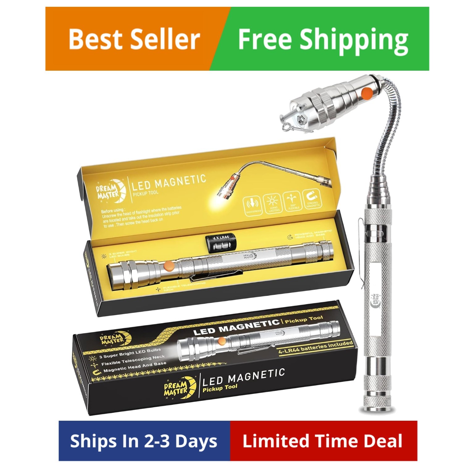 Dad Gifts, Magnetic Pickup Tool, Telescoping Magnet Flashlight, Fathers Day G…