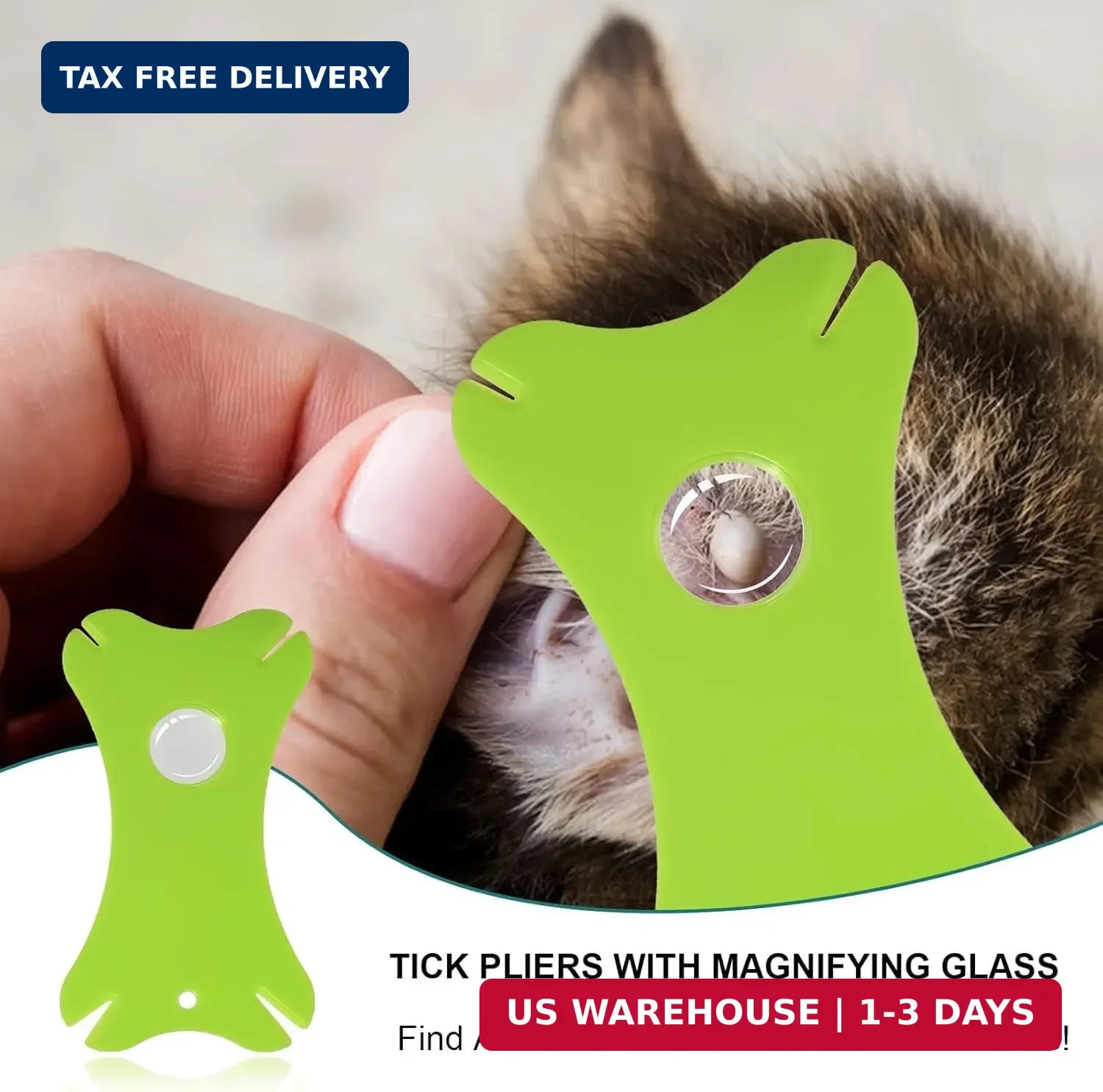 Tick Removal Tool 8 in 1 with Storage Box, Tick Tweezers, Flea Comb, Magnifying