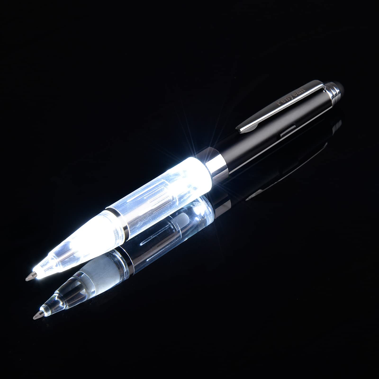 Pen with Light and Stylus Tip (2 Cts), 3 in 1 Light up Pens with Rubber Tip Styl