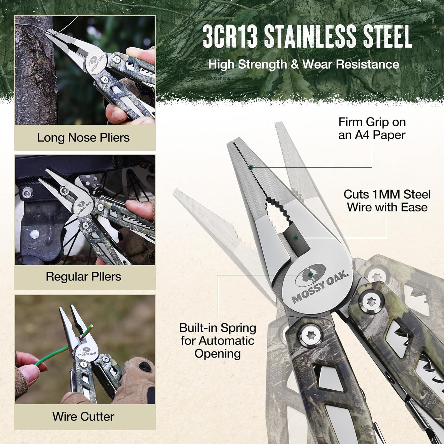 Camo Multitool,22-in-1 Stainless Steel Pliers with Screwdriver Sleeve