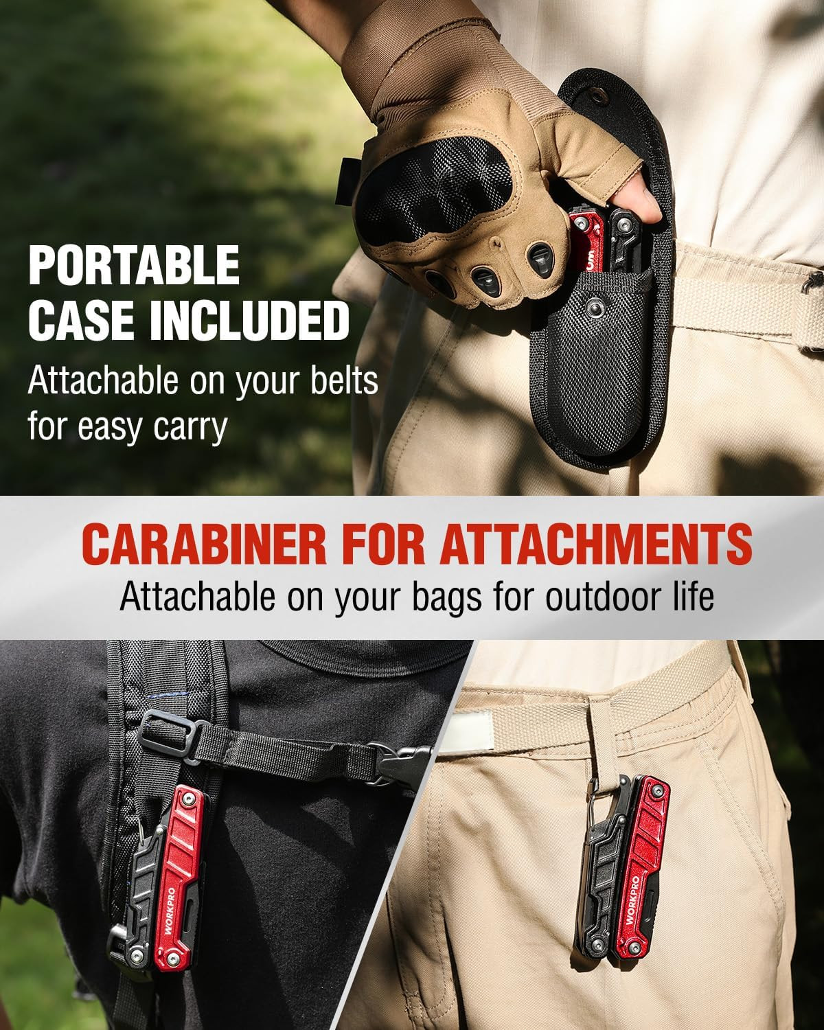 WORKPRO Multitool-11 in 1 Multitool Pliers with Pocket Clip and Sheath-EDC Multi
