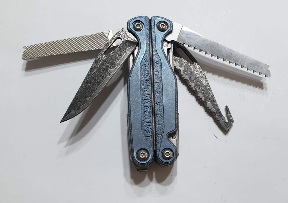 🔥🔥🔥 Leatherman Charge TTI Titanium Damascus Blades NotUsed Very Rare