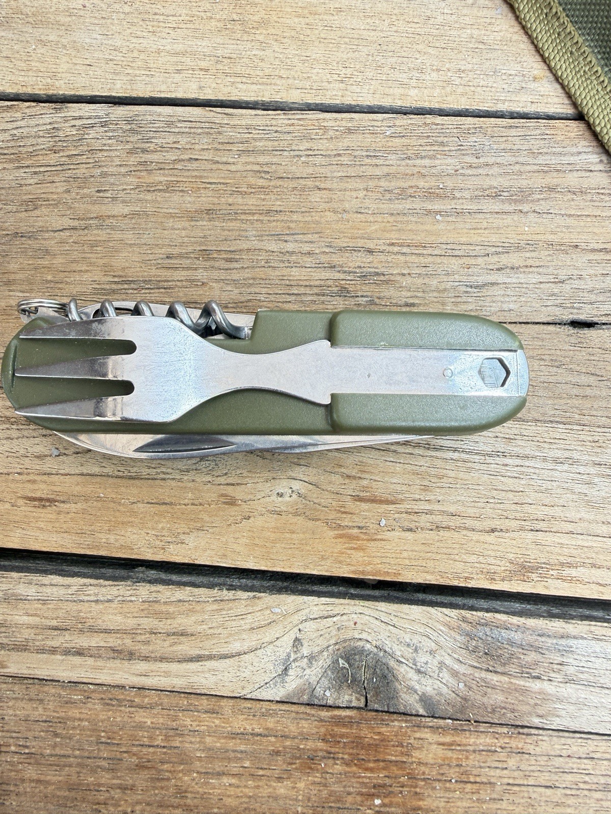 Lot of 2 Camping Utensil Multi-Tools Folding Spoon Fork Knife Corkscrew Hiking