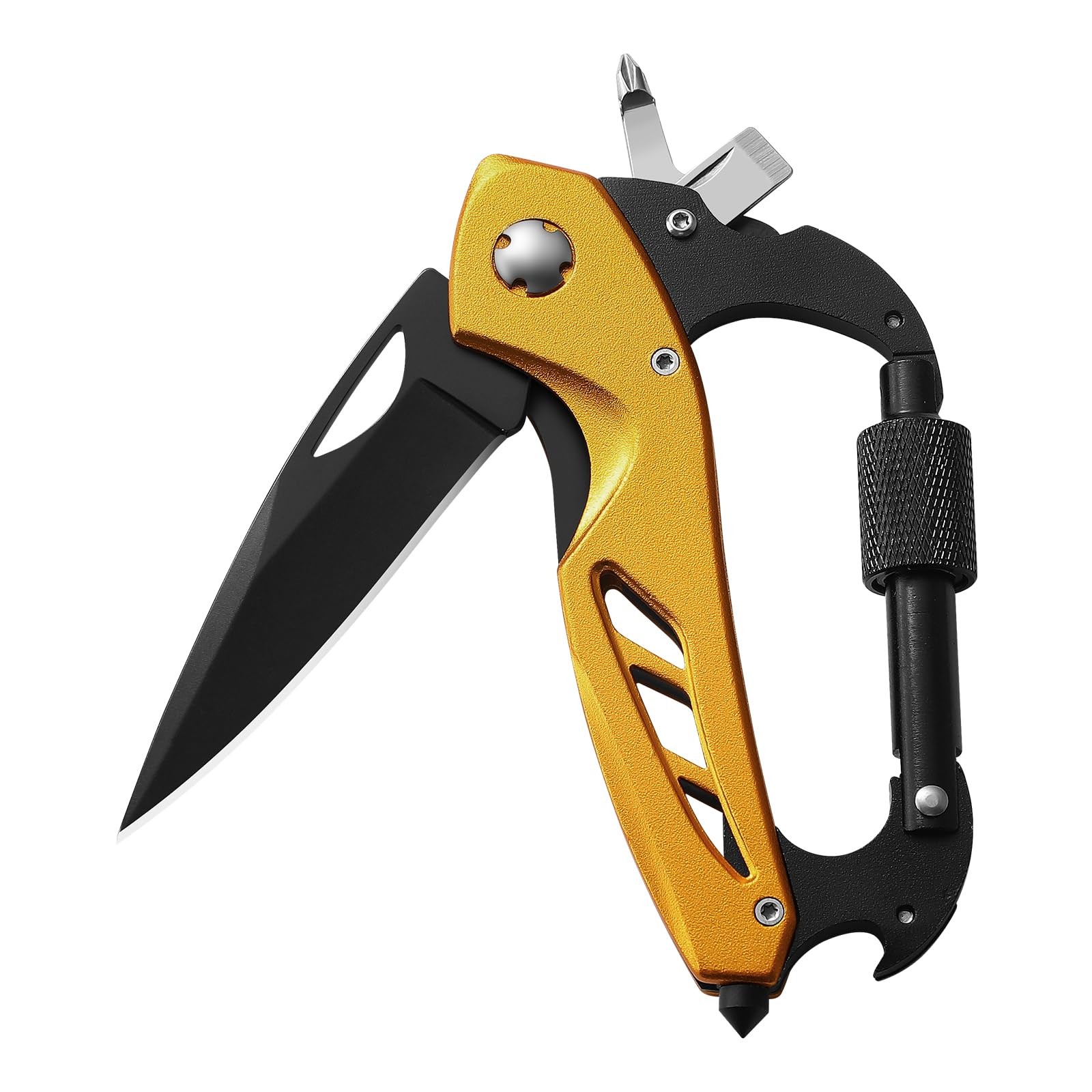 Stocking Stuffers Gifts for Men, Carabiner Multitool 6-in-1 EDC Carabiners Po…