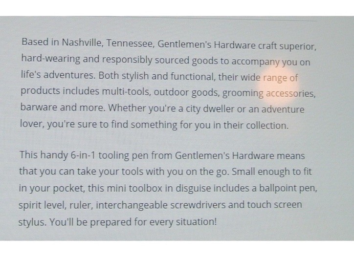 Gentlemen’s Hardware Tooling Pen Multi-Purpose Tool Silver Color Pen Screwdriver