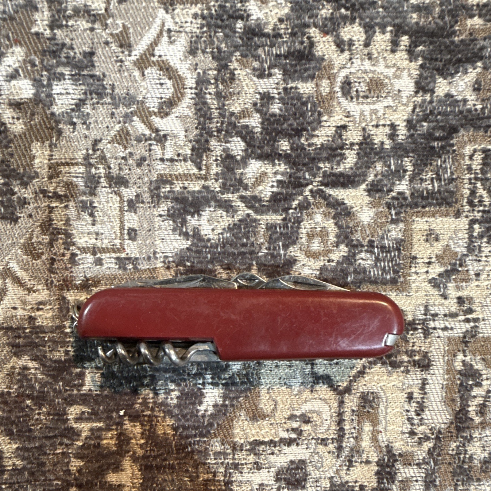 Red Folding 7-Tool Pocket Multi-Tool Knife, 2in Straight Edge, Stainless