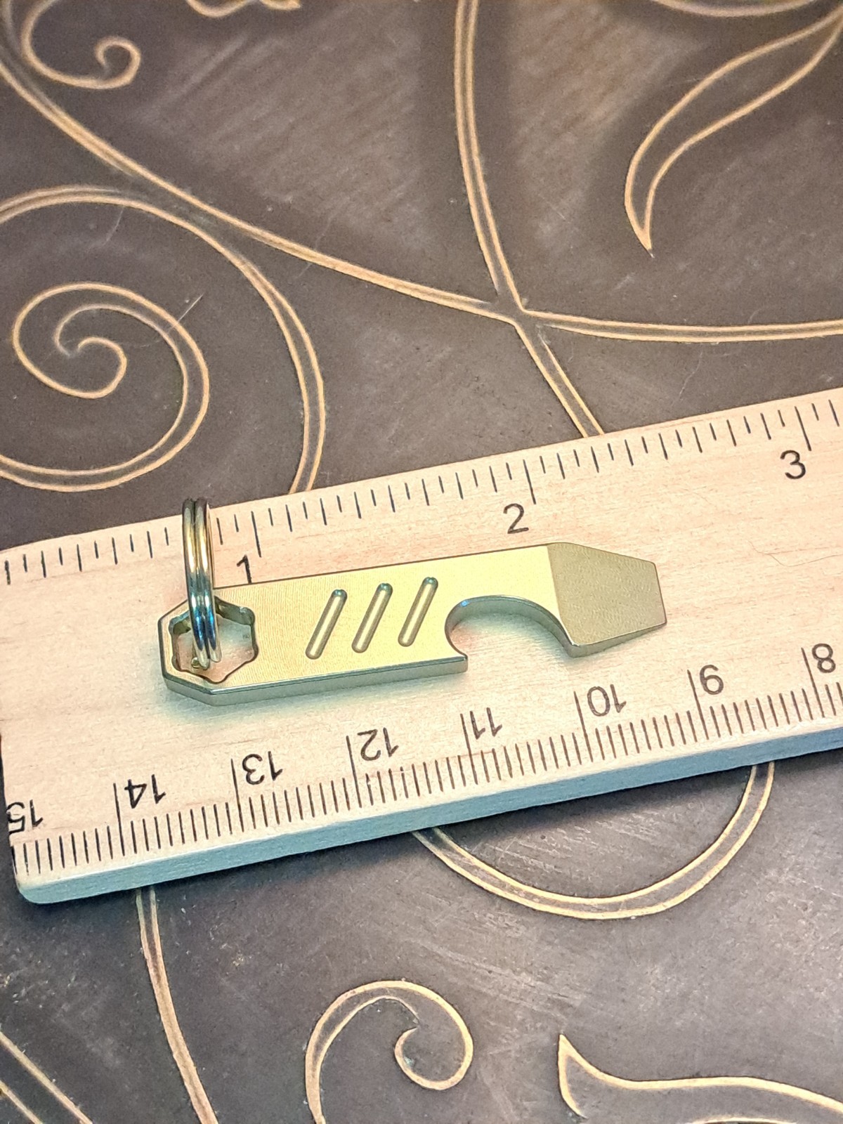Mini EDC Anodized Gold Titanium Keychain Bottle Opener