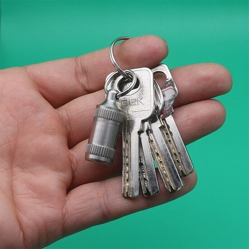 Titanium Alloy Waterproof Emergency Capsule Box Pill Case Keychain Pendant EDC