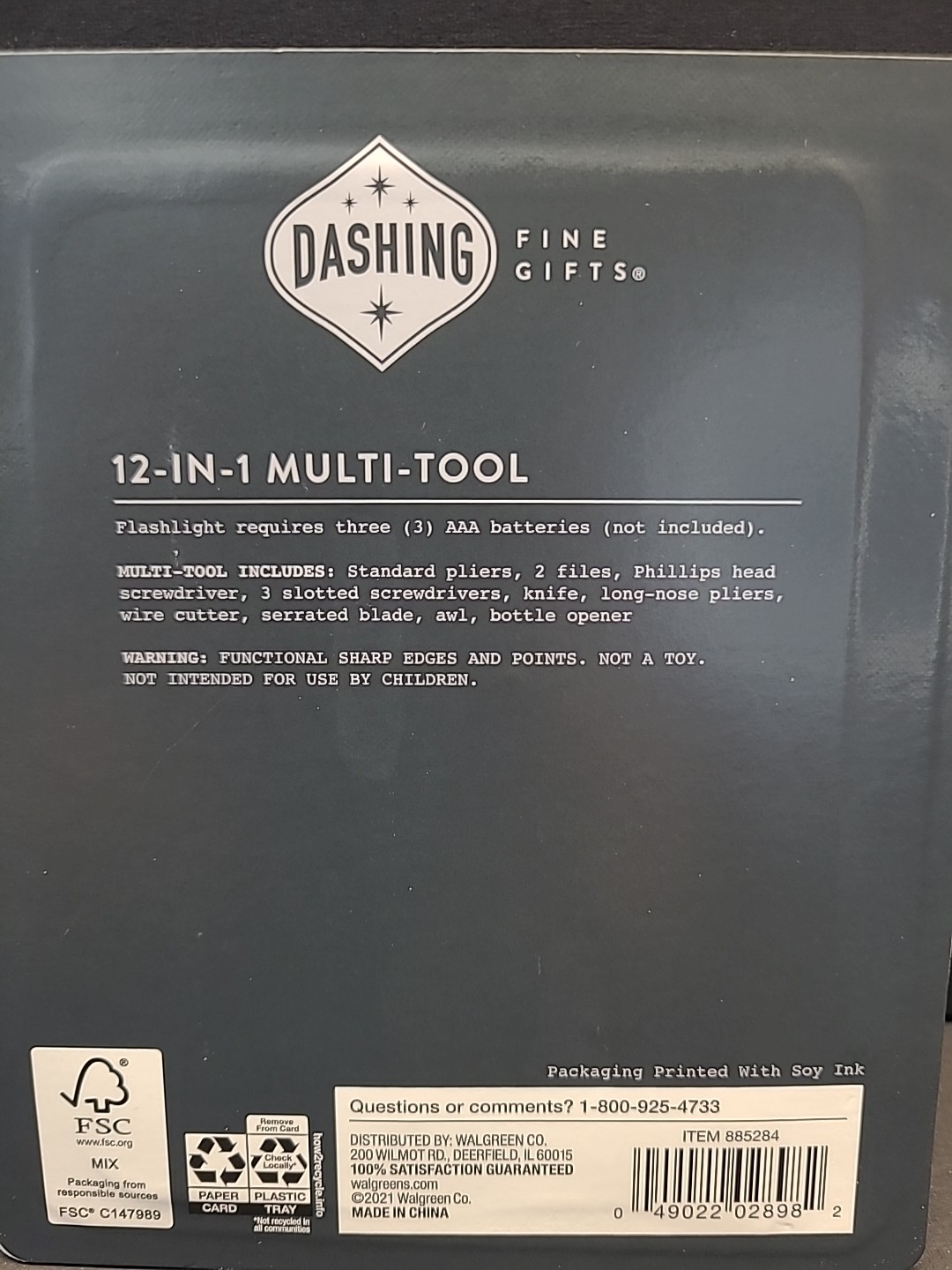 12 – IN – 1 Multi Tool And Red Flashlight Set