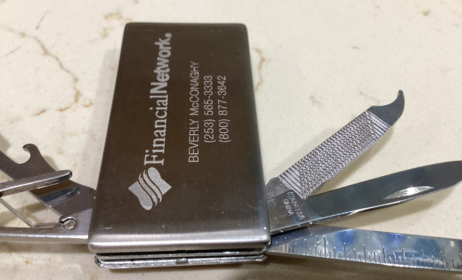 Belt Clip Tiny 5 Tool Mult-Tool (promotional give-away) Knife, Scissors Etc.