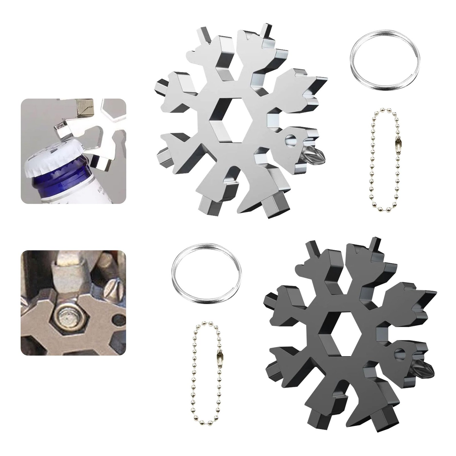 Multipurpose Snowflake Wrench,Portable Screwdriver/Bottle Opener/Safety Hamme…