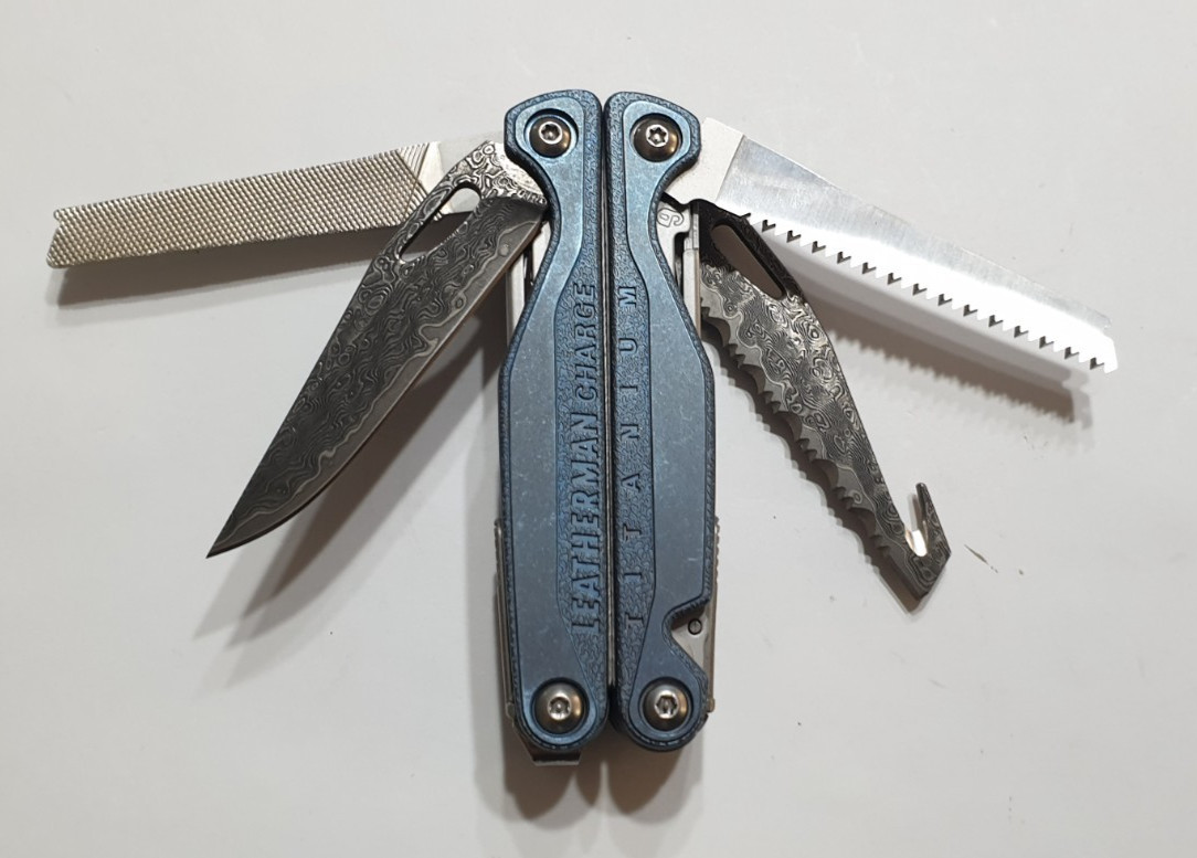 🔥🔥🔥 Leatherman Charge TTI Titanium Damascus Blades NotUsed Very Rare