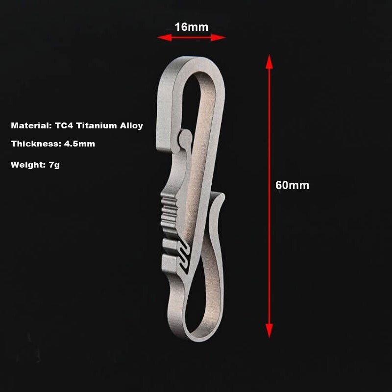 Pure Titanium Alloy Key chain Carabiner with Key Ring Waist Hanging Buckle Tool