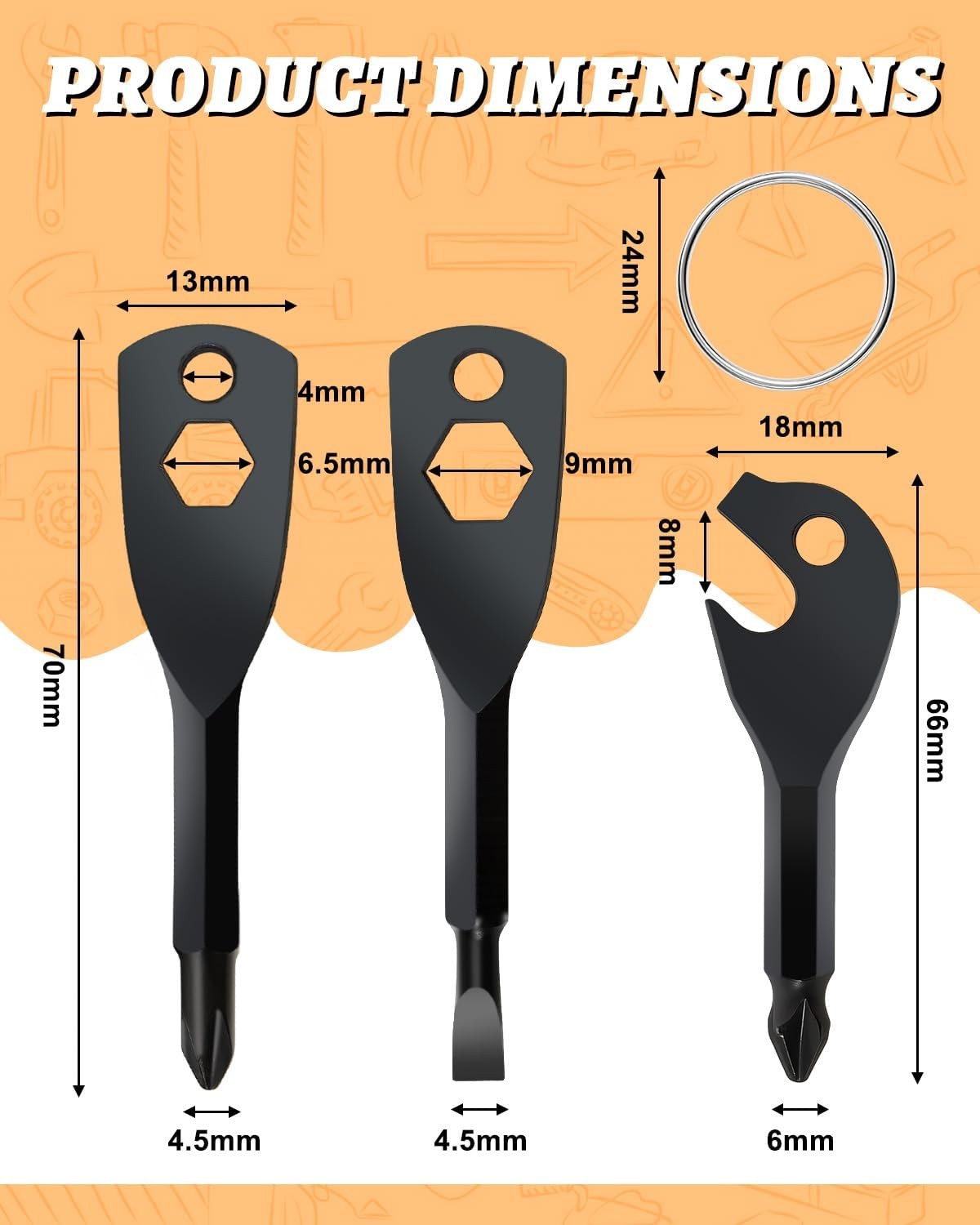 6-in-1 Keychain Screwdriver Bit Stocking Stuffer Christmas Gift for Men Adults