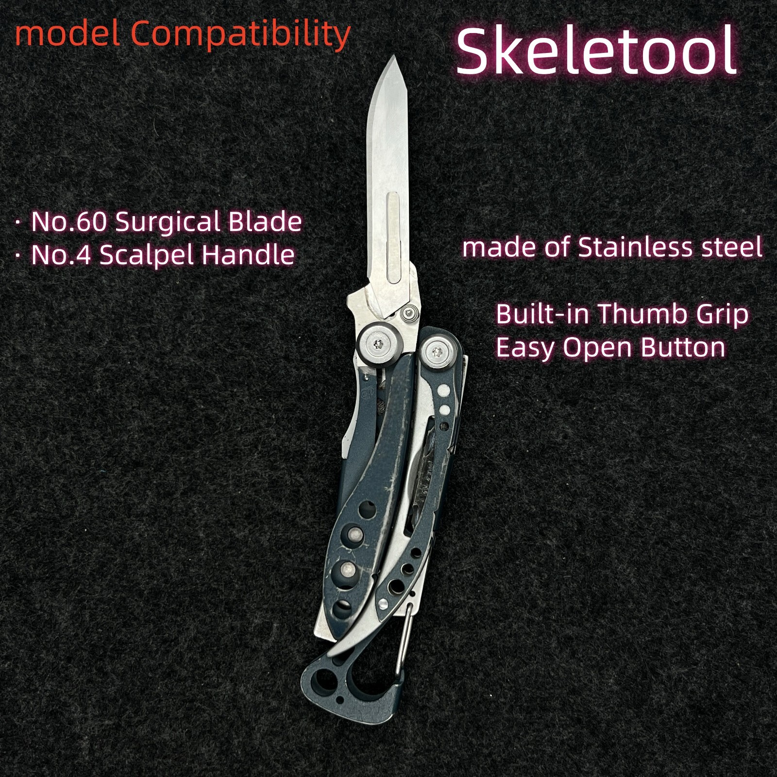 Scalpel Handle with Thumb Grip Fits Surgical Blade No60 for Leatherman SkeleTool
