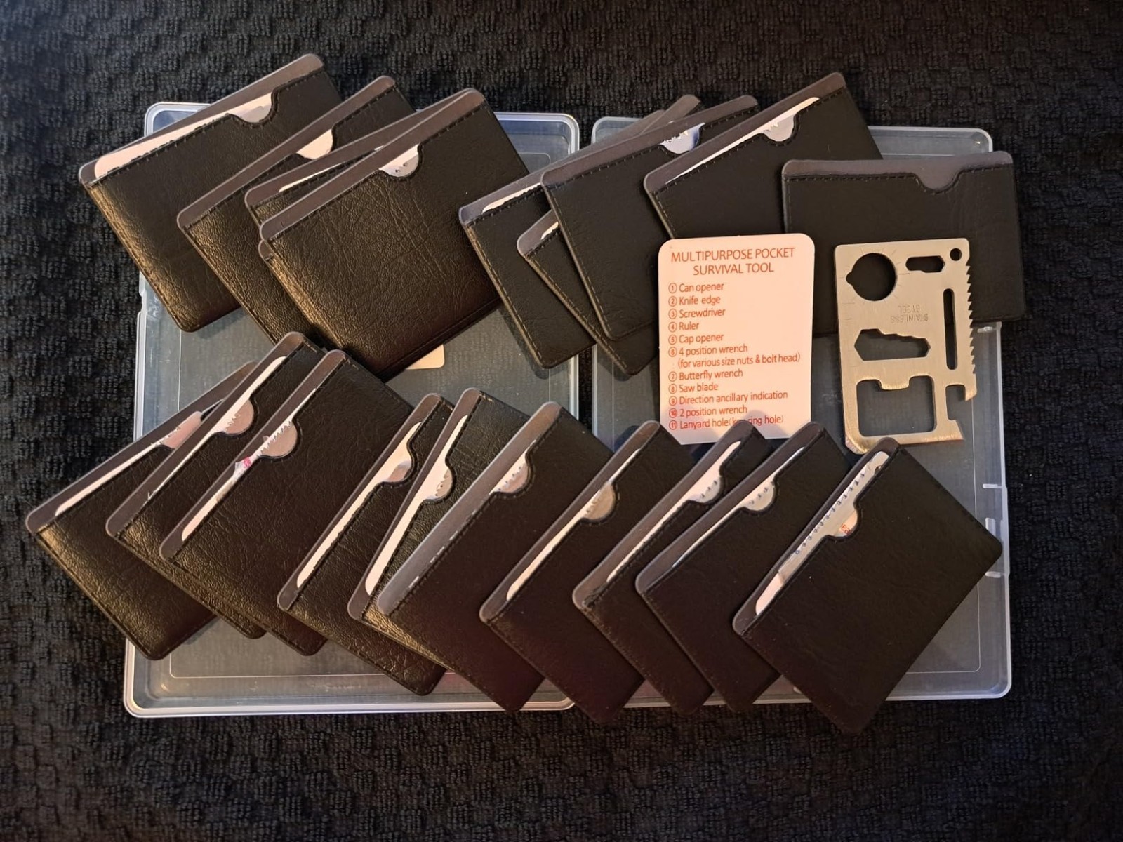 Survival Credit Card Multitool Set 10 Pk 11-in-1 Pocket Tools for Men Silver New