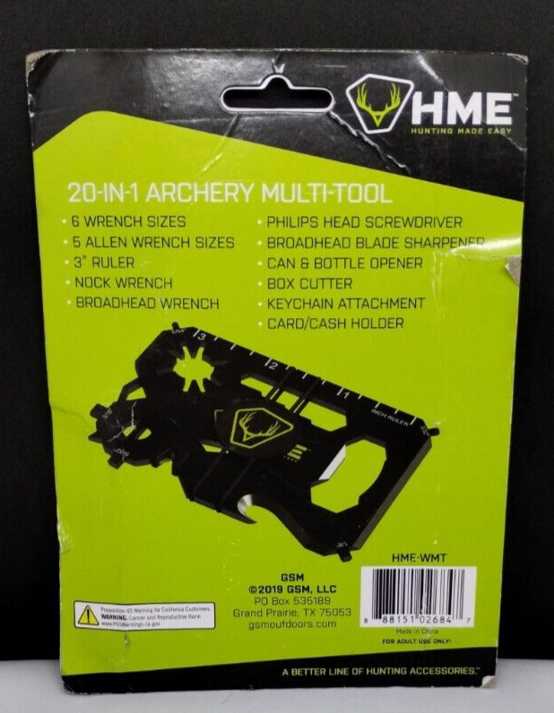 HME Wallet Size Archery Multi-Tool (20 in 1)