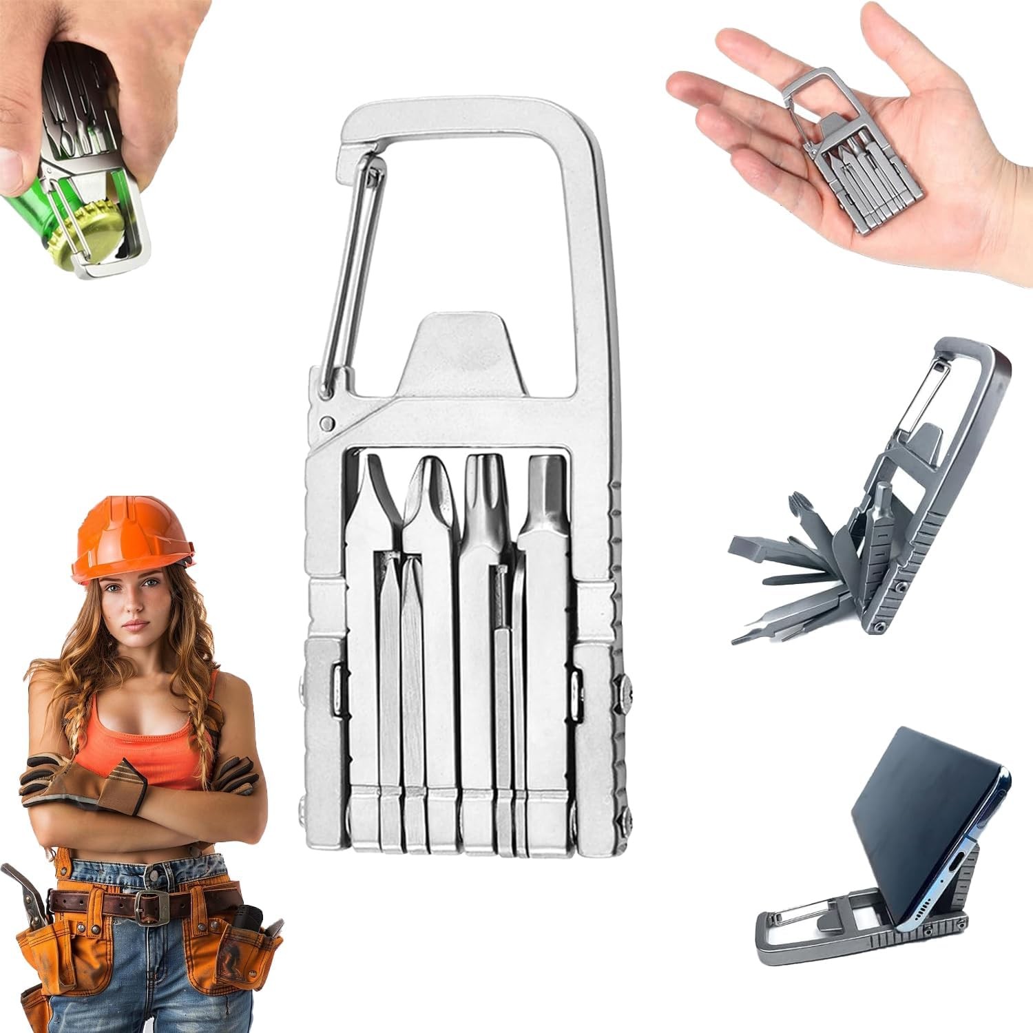 12 in 1 Mini Multi Tool, Portable Keychain Multitool, Needle Nose Pliers, Bottle