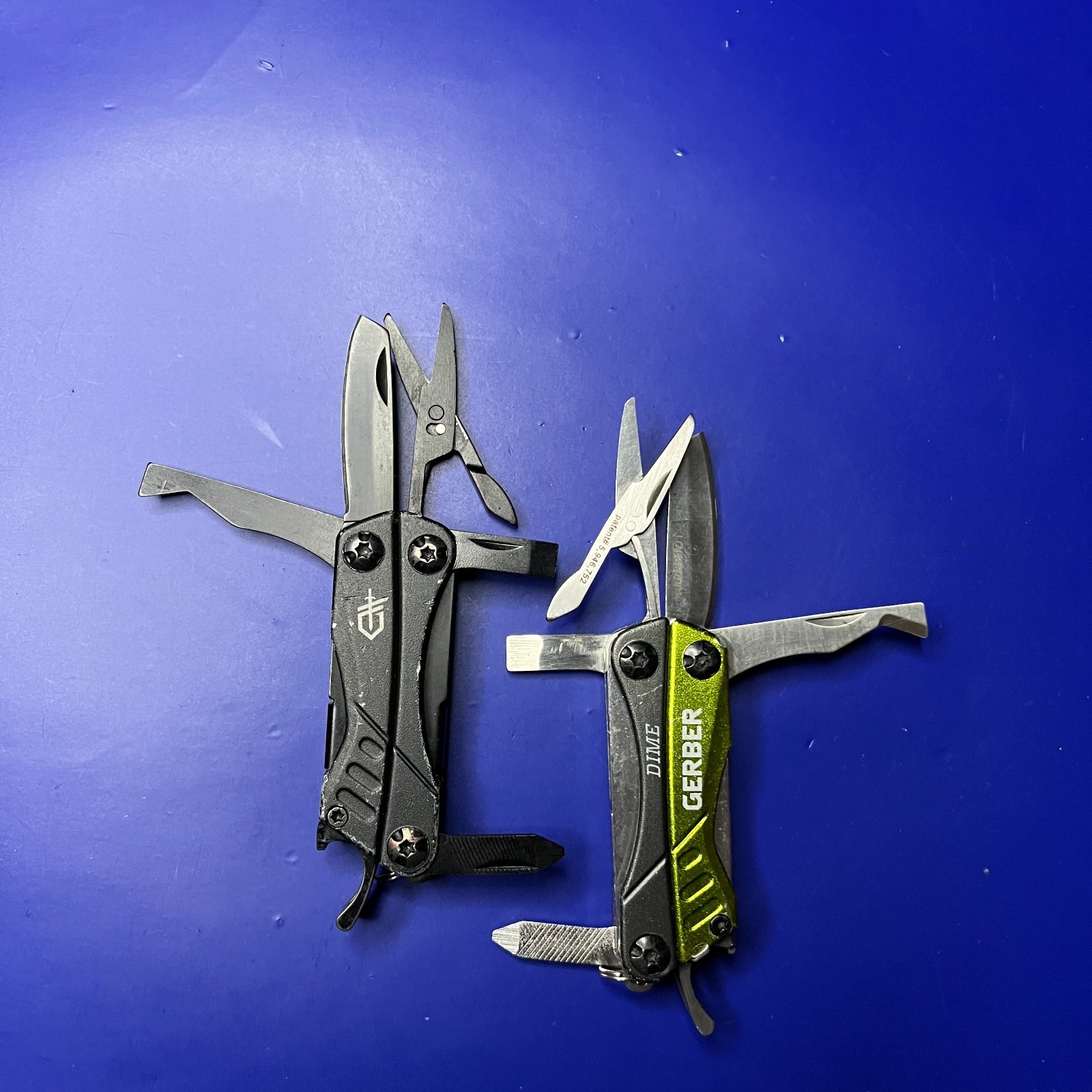 Lot of 2 Gerber Dime Multi-Tools Small Keychain Pliers Knife File Scissors