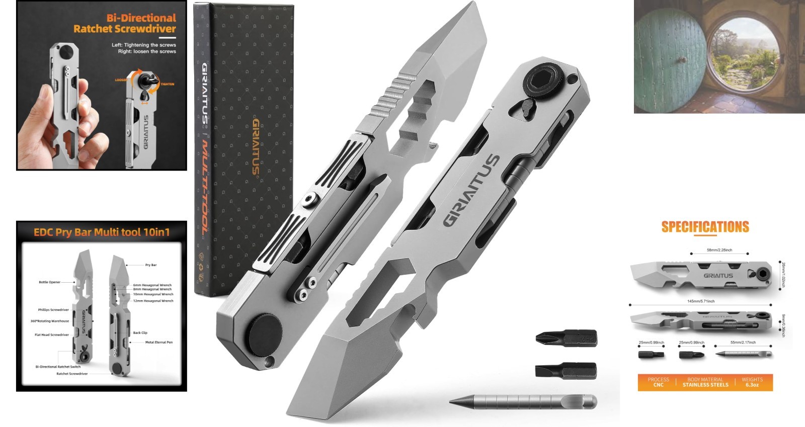 Versatile EDC Multitool: Pry Bar, Screwdriver & Everlasting Pen – Gift Ready!