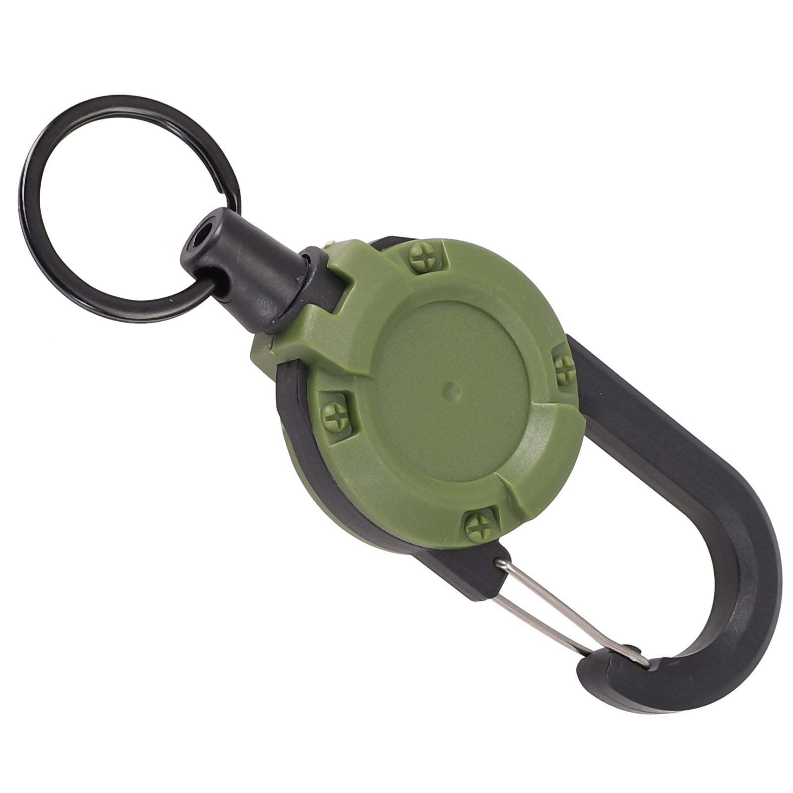 Keychain with Retractable Steel Cord and Multitool Carabiner Attachment