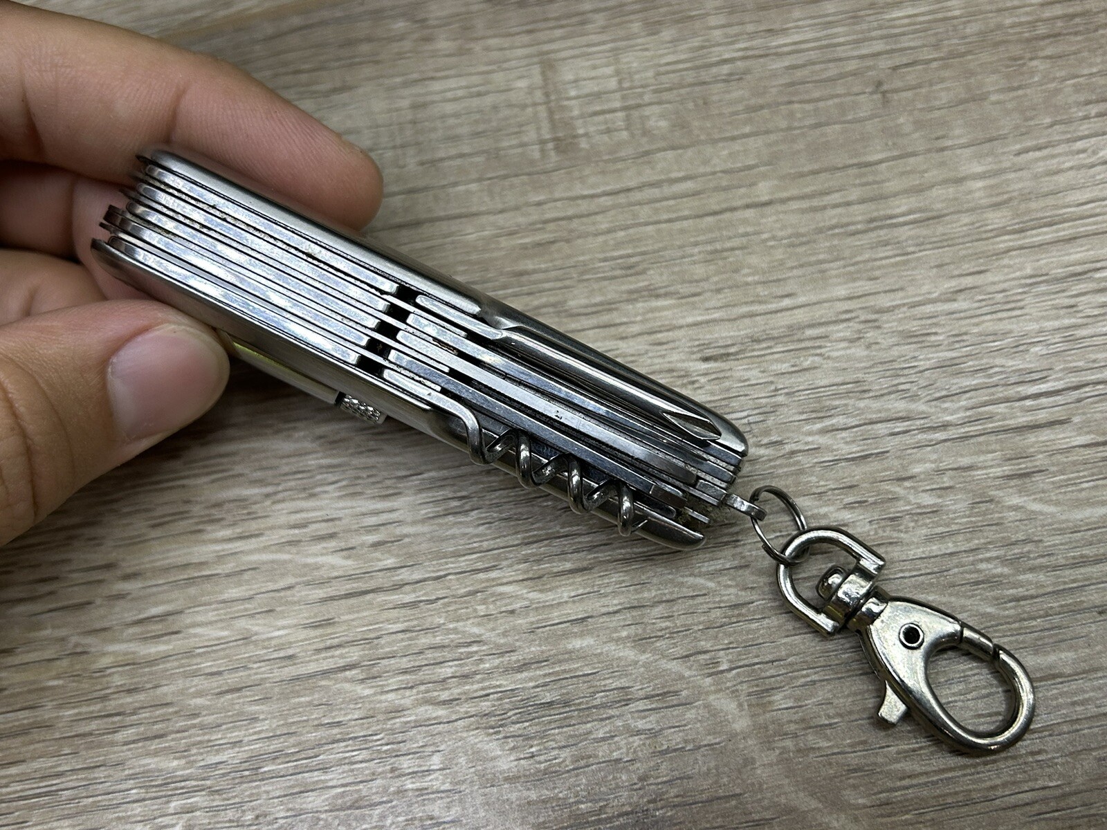 Vintage Beretta Silver Tone 10-Tool Multi-Tool Pocket Knife