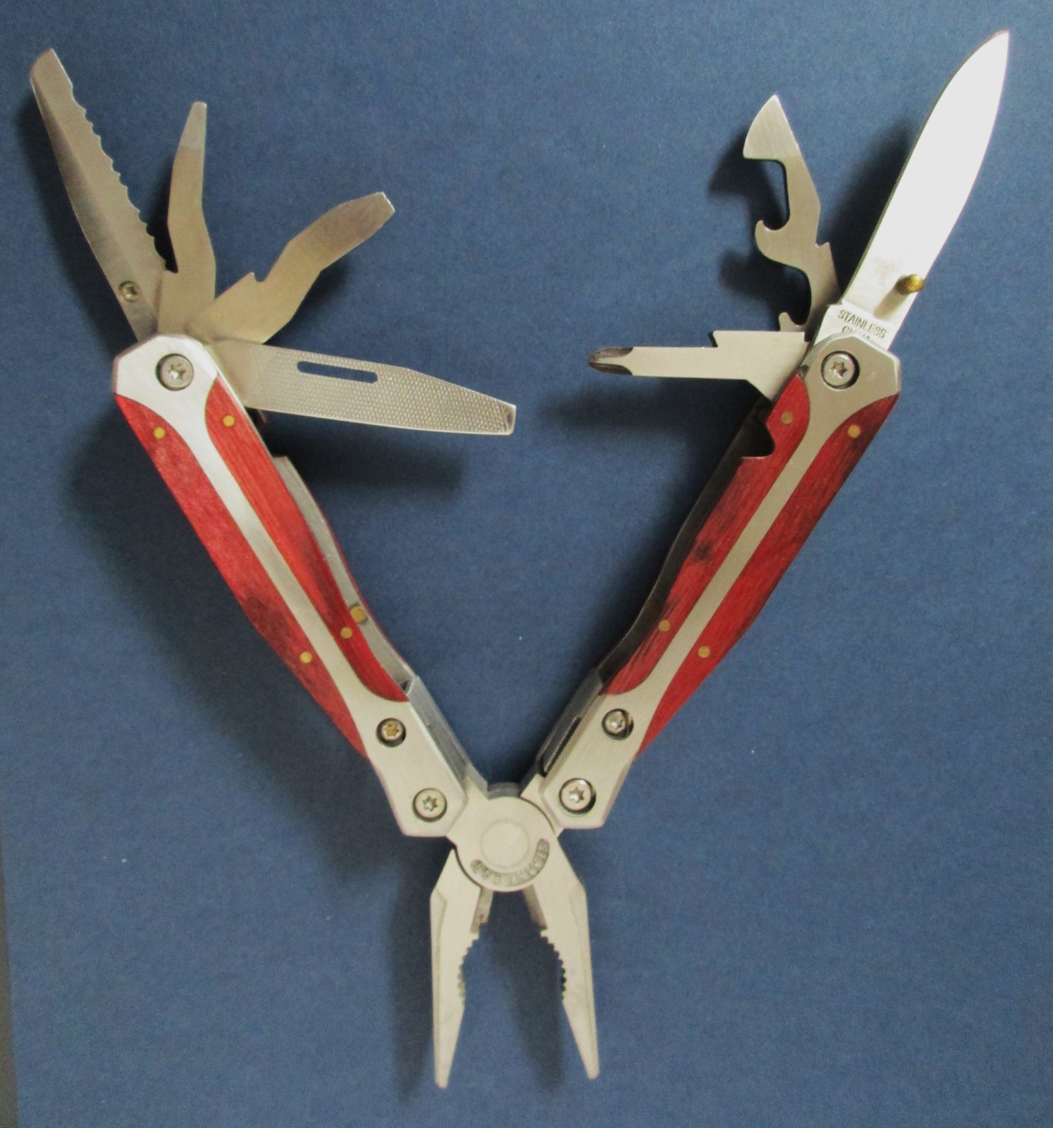 Grandpas Desk Drawer-Multi-Tool-Texas Instr. Solar Calculator-Stanley Box Cutter