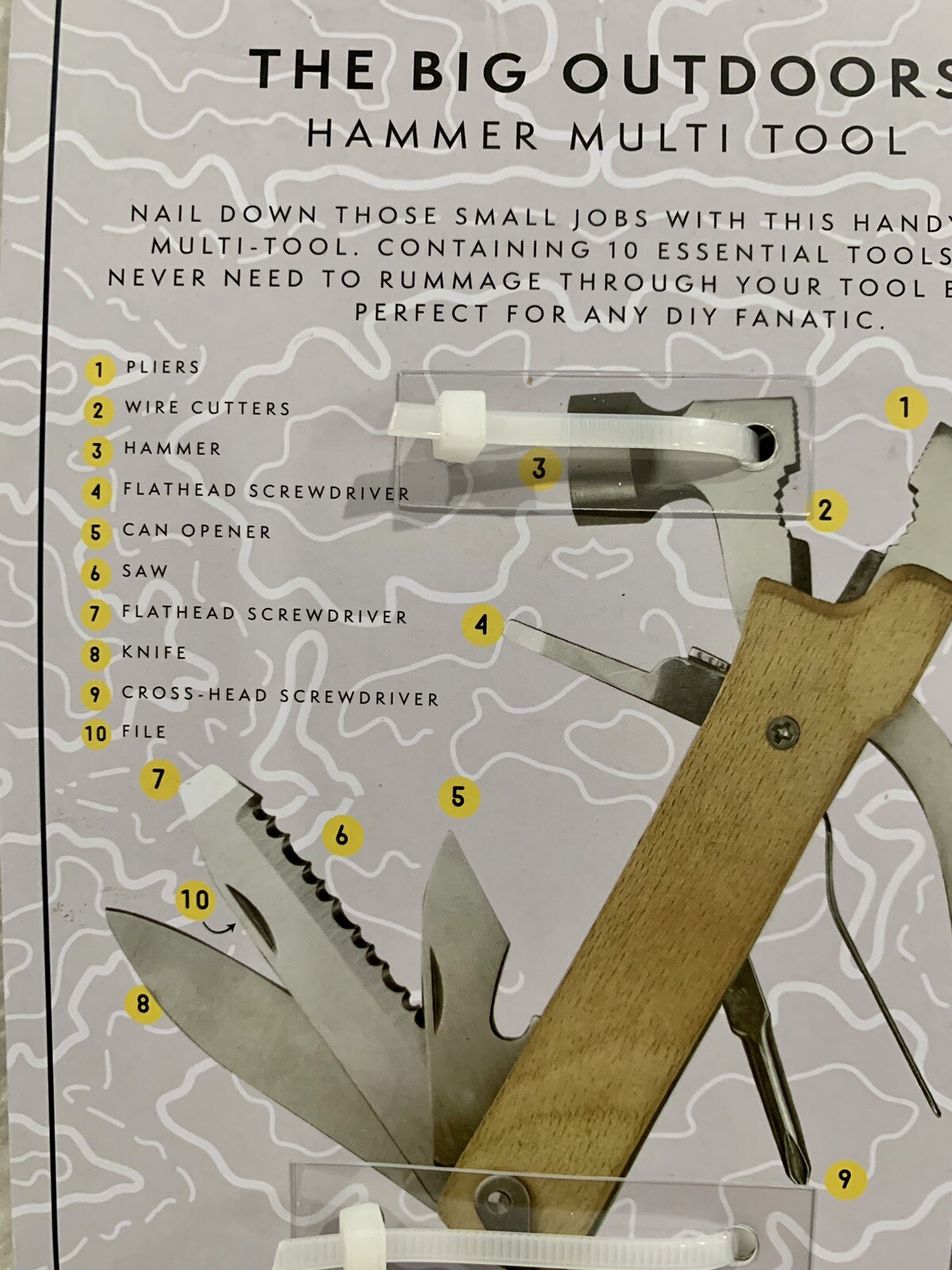 Multi Tool The Big Outdoors Hammer Can Opener Saw Pliers File 10 Tools In 1 New