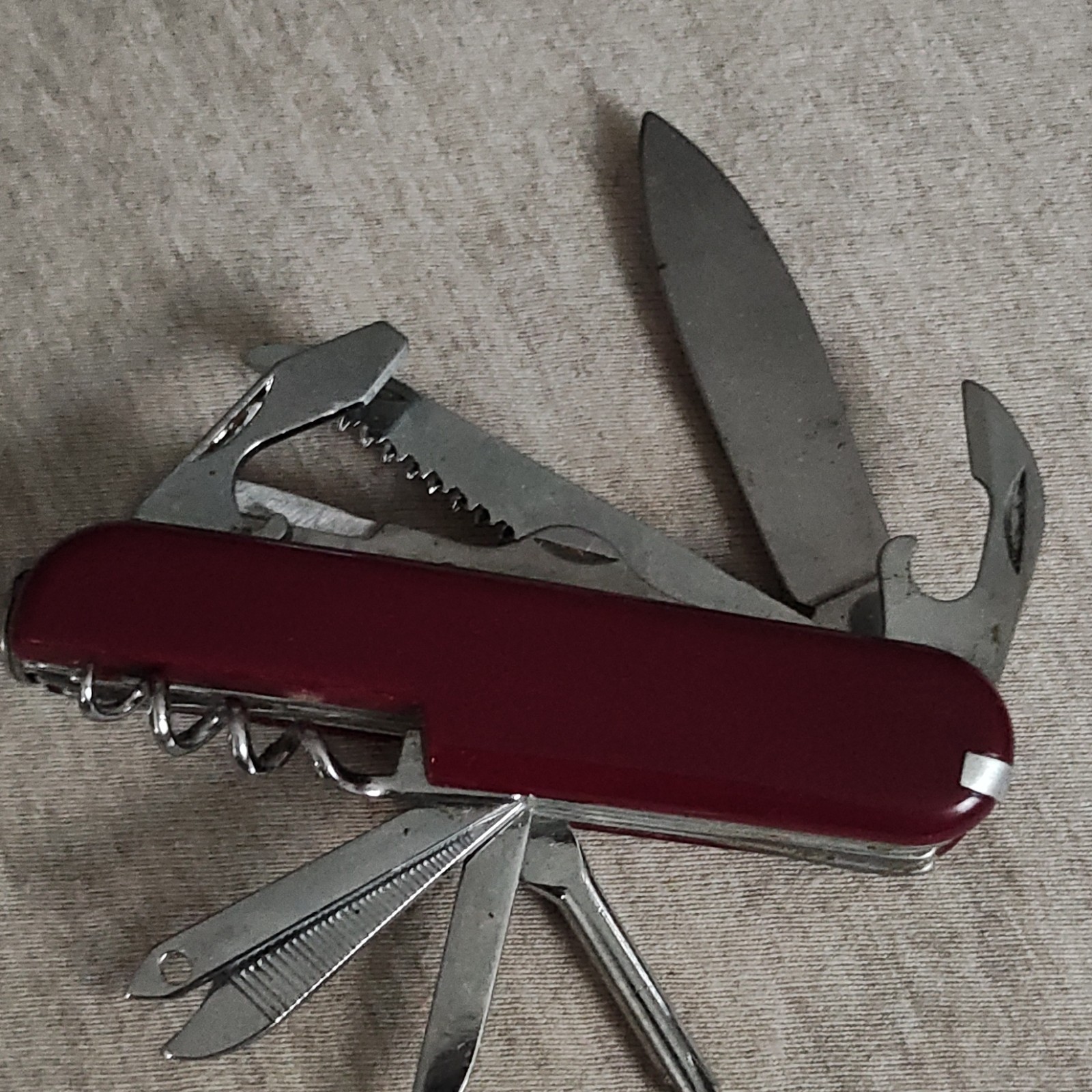 Red Multi-Tool Pocket Knife, Stainless Steel, 5+ Tools, Straight & Serrated