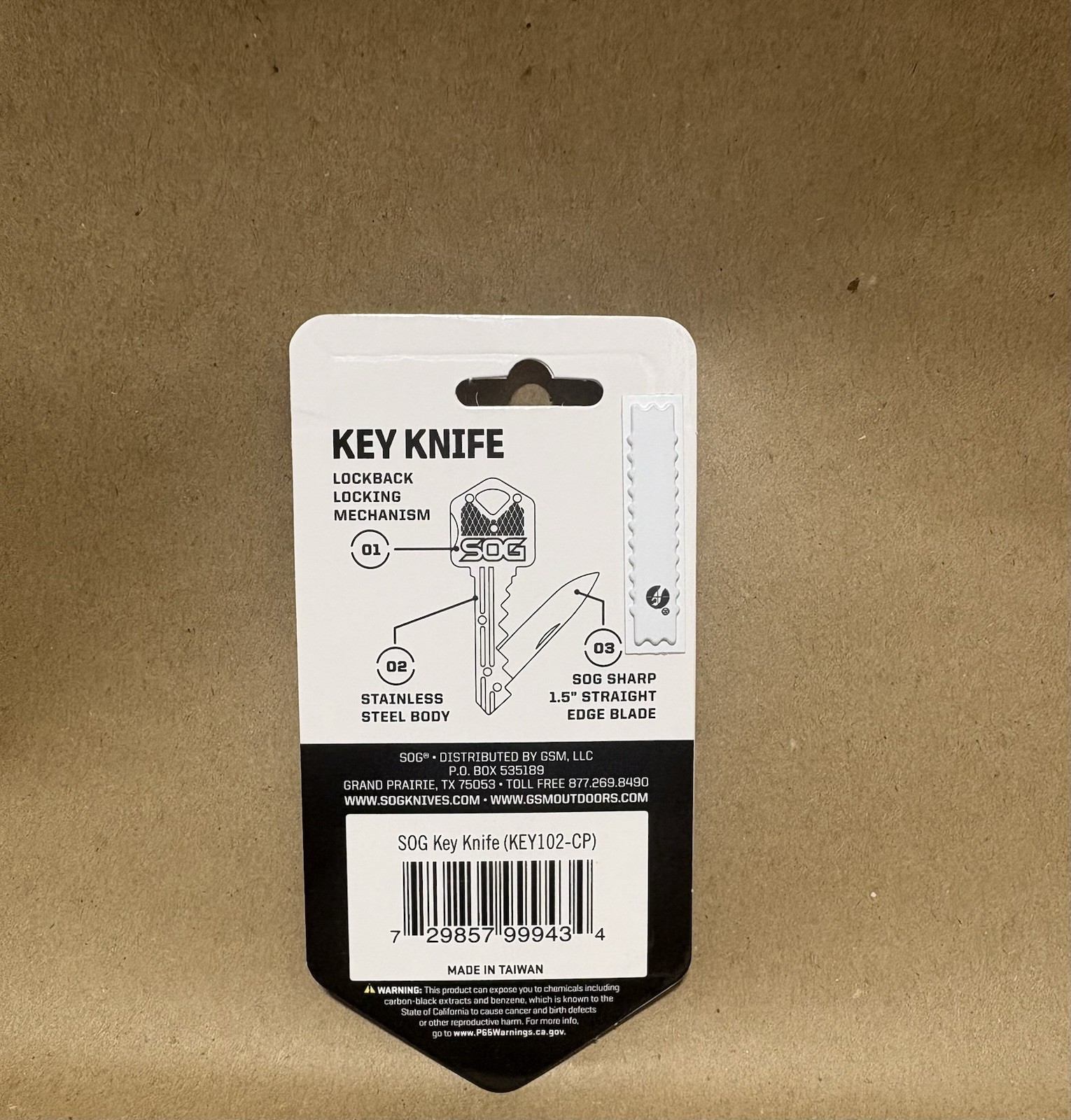 SOG Key Shaped Folding Lock Blade Knife For Pocket or Keychain Stainless Steel