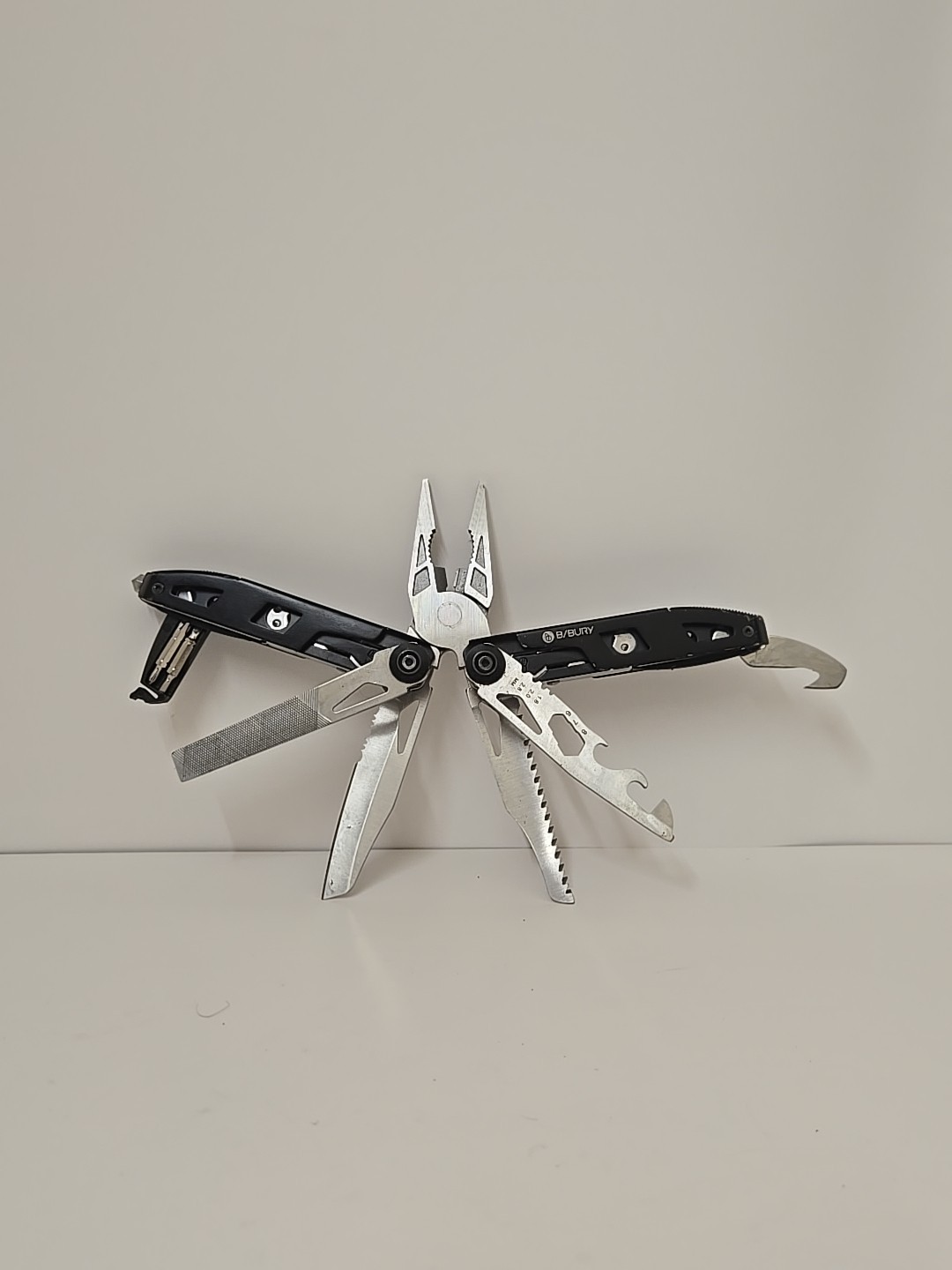 B/Bury Multi-Tool File Pliers Screwdrivers Glass Break