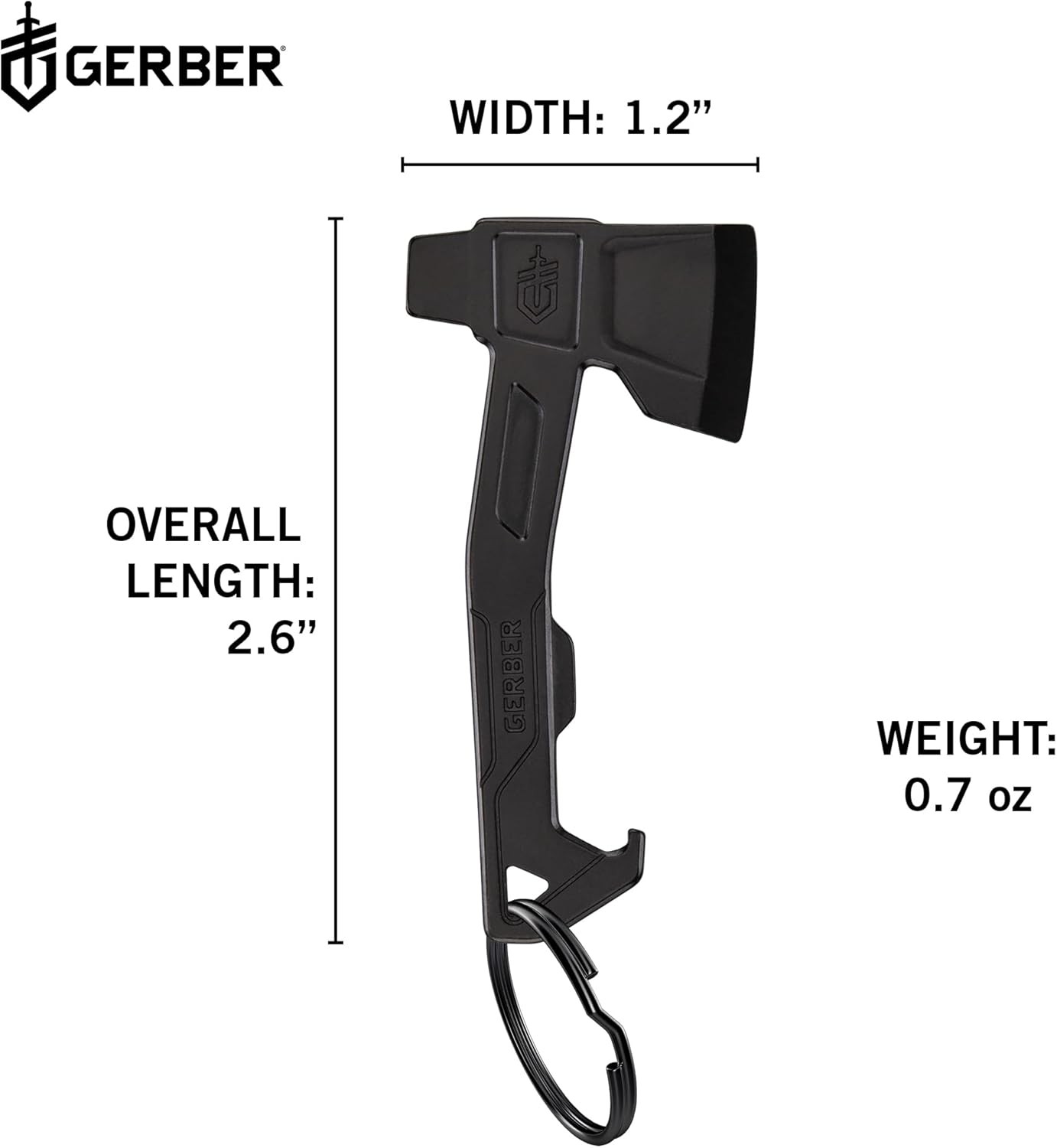 Gerber Gear Hatchet Keychain 3-In-1 Multitool, Clips to Pocket or Keychain with