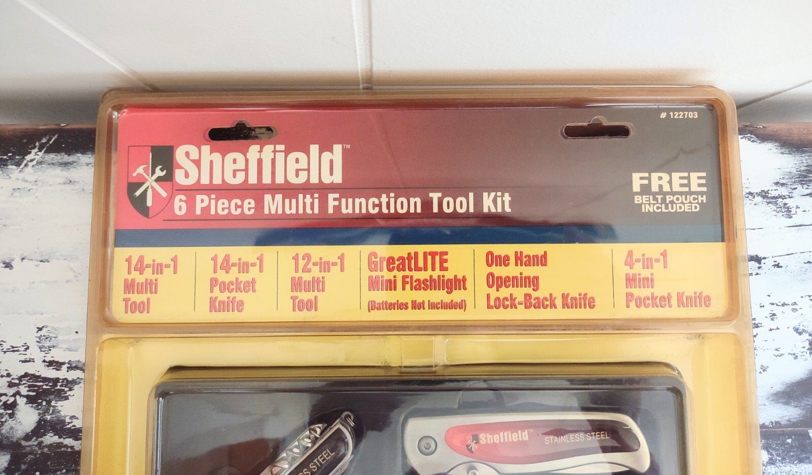 Vtg Sheffield #122703 6 Piece Multi Function Tool Kit Belt Pouch NOS Circa 1990s