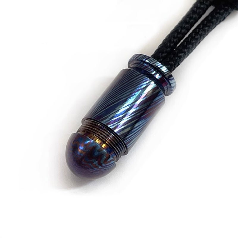 1PC Titanium Damascus Parachute Cord Bead Necklace Keychain Knife Lanyard Bead