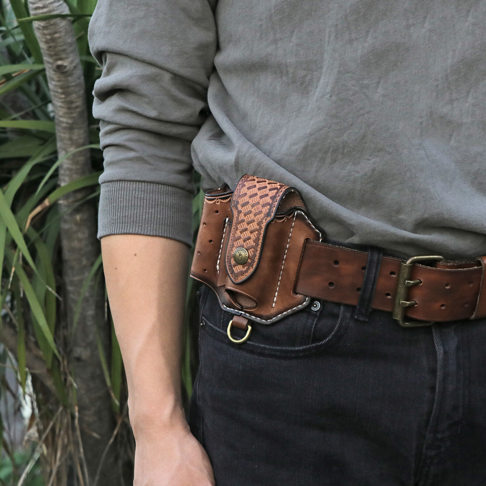 Tourbon Leather 4 in 1 Knife Sheath EDC Pliers Belt Holder Pouch Tools Holster