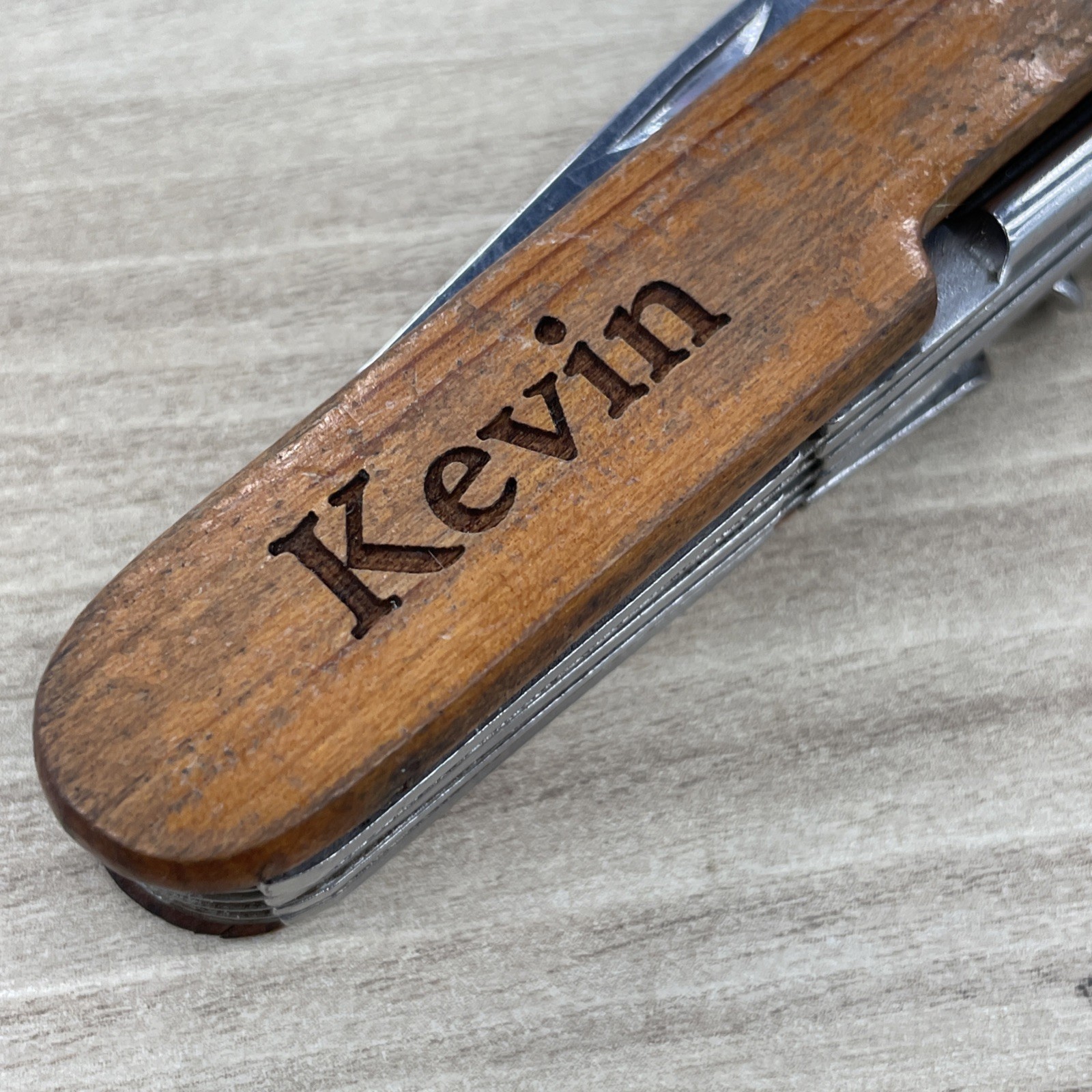Multi Tool Pocket Knife wood handle Screwdriver, saw, scissors