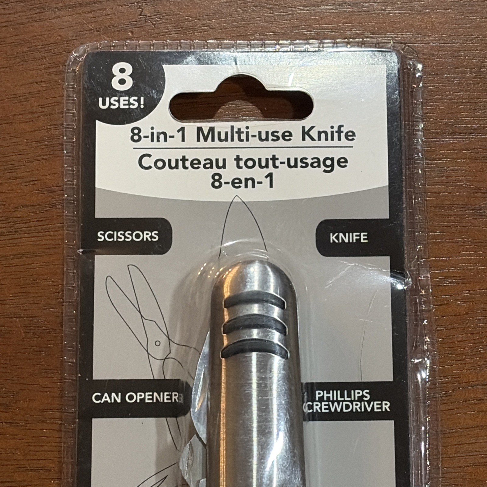 8-in-1 Multiuse Pocket Knife Utility Hand Tool Scissors, Can Opener. 3.5in Long