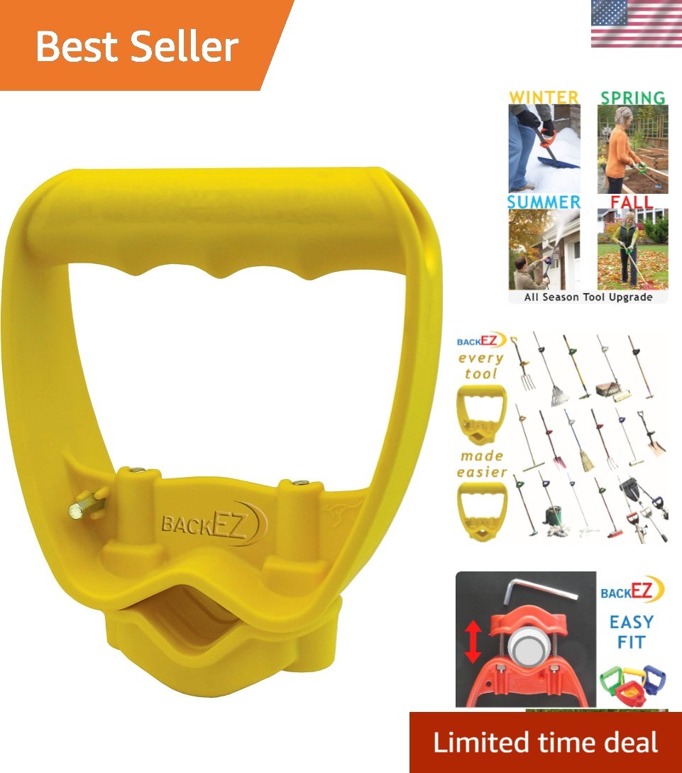 Universal Fit Ergonomic Tool Handle for Comfortable Shoveling & Raking – Yellow