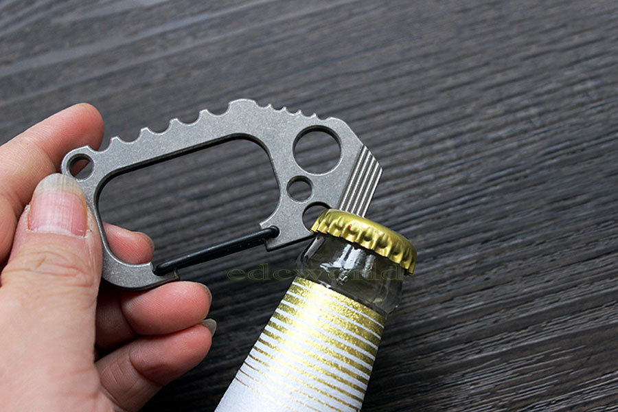 TITANER Titanium CNC Keychain Carabiner Bottle Opener Crowbar Outdoor EDC Tool