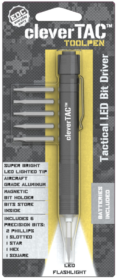 CleverTAC LED ToolPen – Tactical LED Bit Driver – 6 bits – Super Bright – EDC