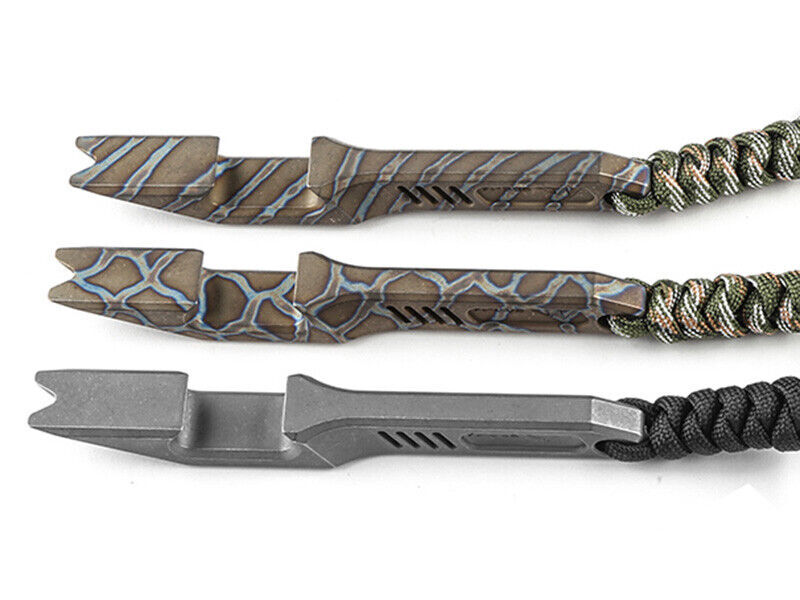 EDC Titanium Alloy Tactical Multi Tool Pry Bar Crowbar Opener W/ Umbrella Rope