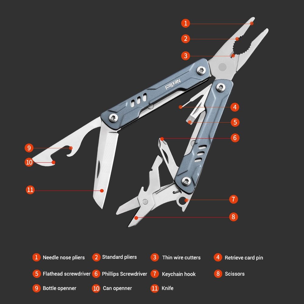 Mini Sailor 11-In-1 Multi-Function Tools 6.7cm Pocket Multitool Pliers