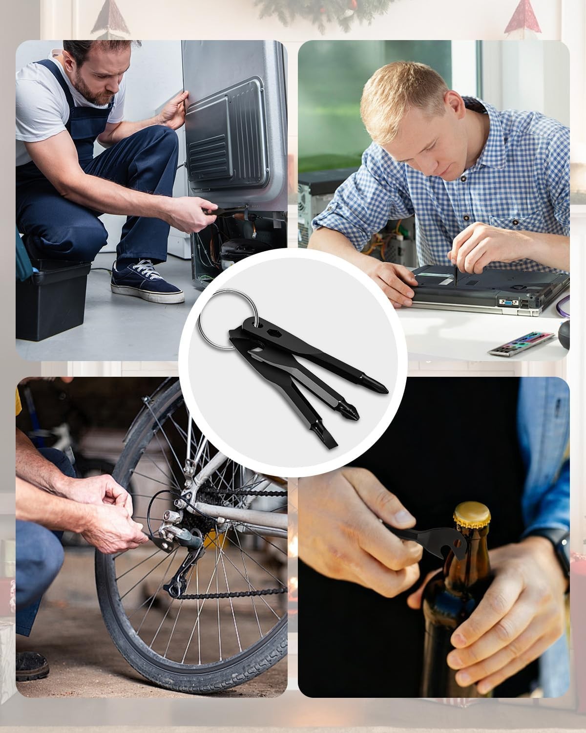 6-in-1 Keychain Screwdriver Bit Stocking Stuffer Christmas Gift for Men Adults