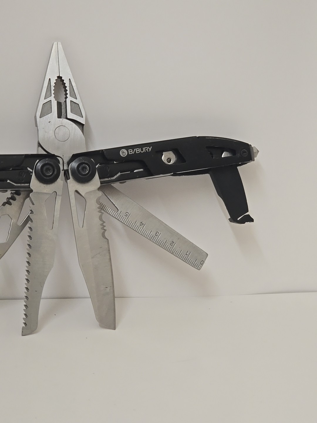 B/Bury Multi-Tool File Pliers Screwdrivers Glass Break