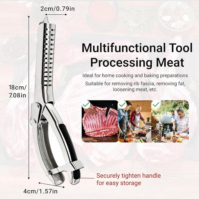 Stainless Steel Rib Membrane Remover BBQ Tool Dual Blade Ergonomic Handle New